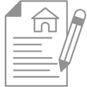 Icon: Dokument mit Haus-Symbol und Stift, Symbol für Baurecht Bremen